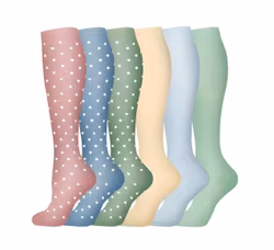 6-Pack Kompressionsstrumpor Dots & Pastell