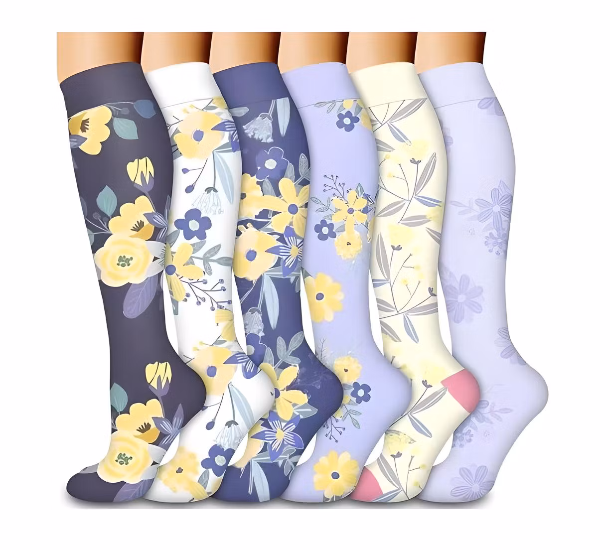 Storpack Stödstrumpor – Flower Purple