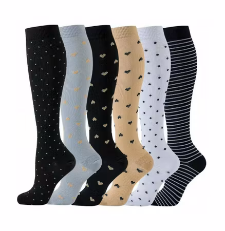 6-Pack Stödstrumpor Midnight Heart and Stripes