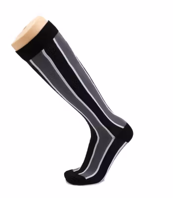 Stödstrumpa Black and grey stripes Nr 99