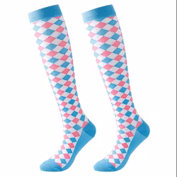 Stödstrumpa Pink and Blue Squares Nr 94