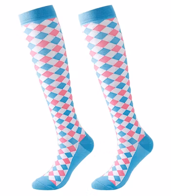 Stödstrumpa Pink and Blue Squares Nr 94
