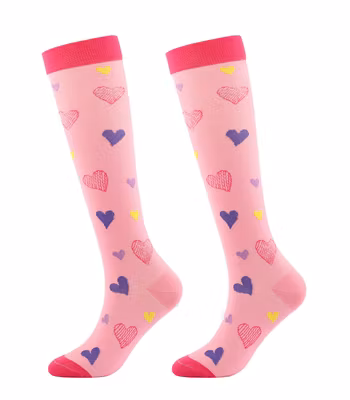 Stödstrumpa Pink With Hearts Nr 84