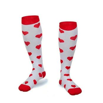 Kompressionsstrumpor White Whit Red harts Nr 3