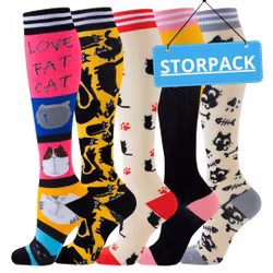 Storpack Kompressionsstrumpor – Funny Cats (5-Pack)