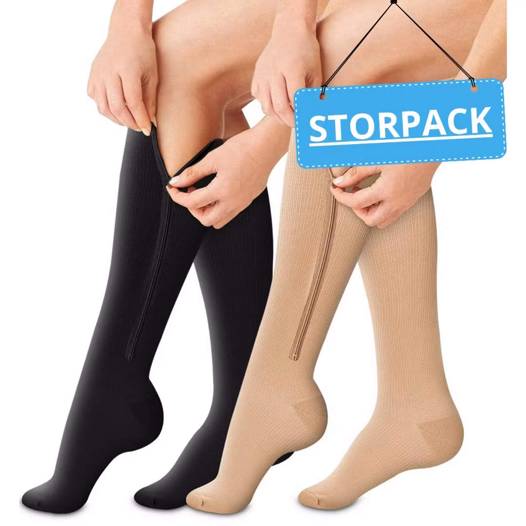 Storpack – Stödstrumpor med tå och dragkedja