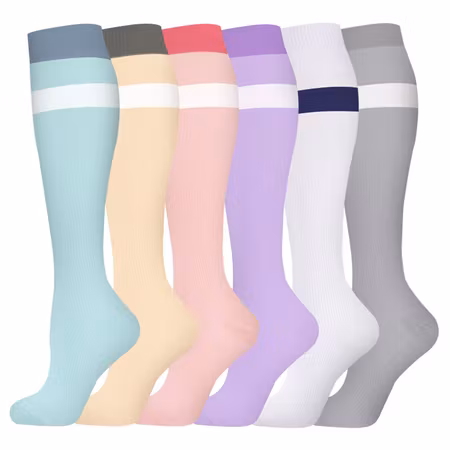 6-Pack Kompressionsstrumpor Pastell Stripe Lyx