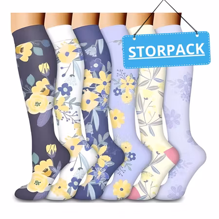 Storpack Stödstrumpor – Flower Purple