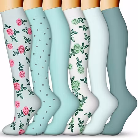 6-pack: Stödstrumpor - Flower and Dots