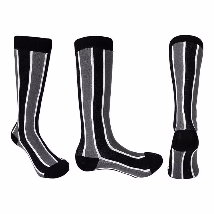 Stödstrumpa Black and grey stripes Nr 99