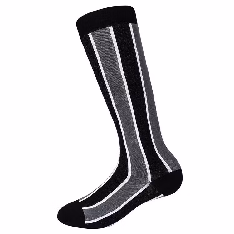 Stödstrumpa Black and grey stripes Nr 99