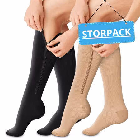 Storpack - Stödstrumpor med tå och dragkedja