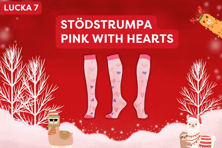 Stödstrumpa Pink With Hearts Nr 84