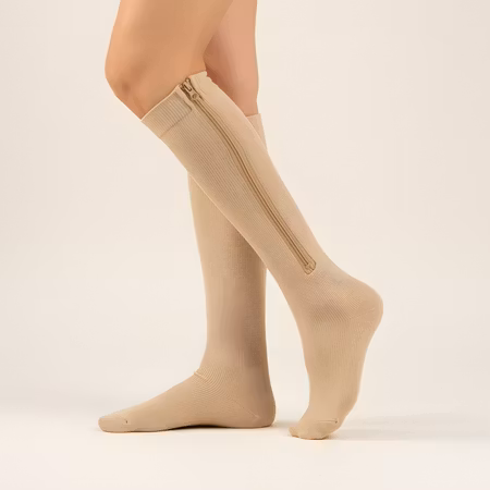 Stödstrumpor med tå och dragkedja
