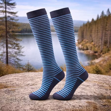 Stödstrumpor Grey and Blue stripes Nr 149