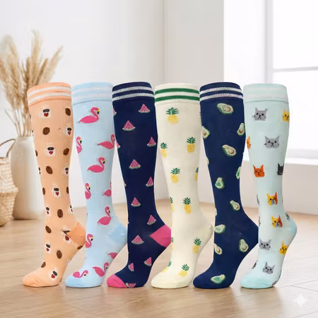 Stödstrumpor Djur & Frukt serie 1