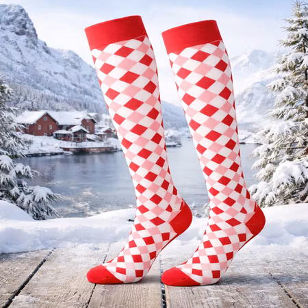 Stödstrumpa Red and Pink Squares Nr 93