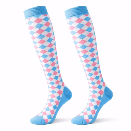 Stödstrumpa Pink and Blue Squares Nr 94