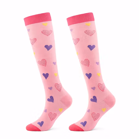 Stödstrumpa Pink With Hearts Nr 84