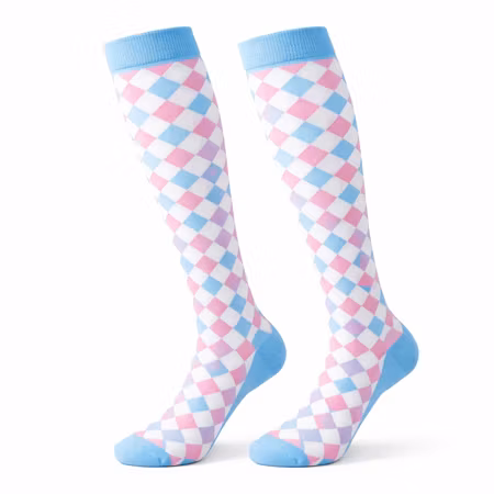 Stödstrumpa Pink and Blue Squares Nr 94