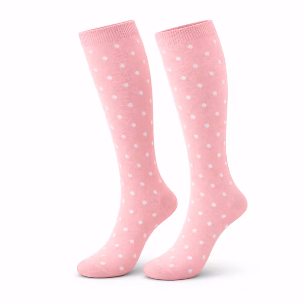 Stödstrumpor Pink and White dots Nr 144