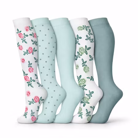 Storpack Stödstrumpor – Flower and Dots