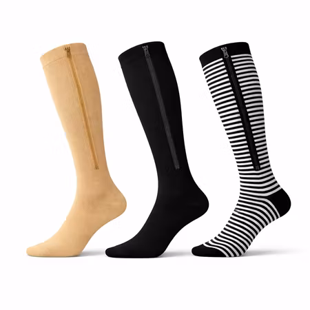 Stödstrumpor med tå och dragkedja