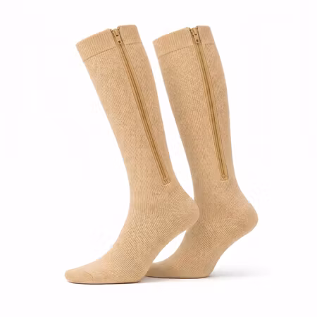 Stödstrumpor med tå och dragkedja