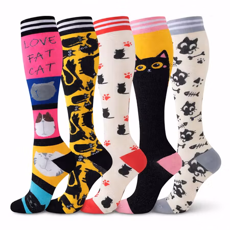 Storpack Stödstrumpor Funny Cats (5-Pack)