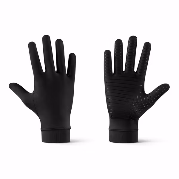 Svarta Kompressionshandskar med kopparfiber (1 par)