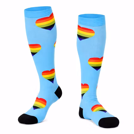 Stödstrumpor Heart Rainbow Nr 28