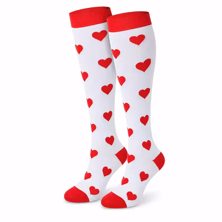 Stödstrumpor White With Red Hearts Nr 3