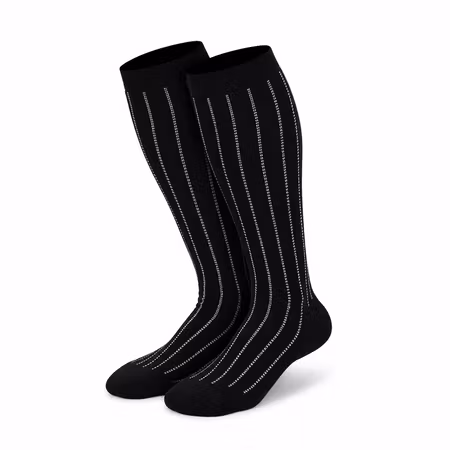 Stödstrumpor Black With White Stripes Nr 50