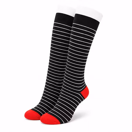 Stödstrumpor Black and Red with Stripes Nr 54