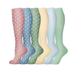 6-Pack Kompressionsstrumpor Dots & Pastell