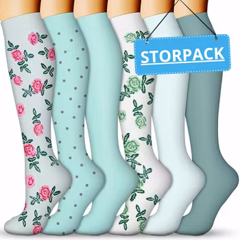 Storpack Stödstrumpor – Flower and Dots