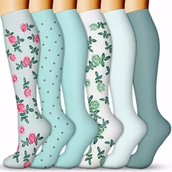 6-pack Kompressionsstrumpor - Flower and Dots