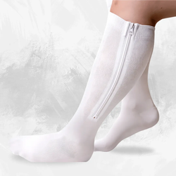 Kompressionsstrumpa med dragkedja Frost white