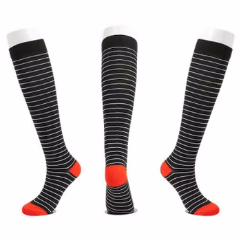 Stödstrumpor Black and red whit stripe Nr 54