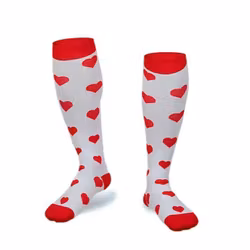 Kompressionsstrumpor White Whit Red harts Nr 3