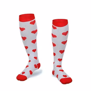 Kompressionsstrumpor White Whit Red harts Nr 3