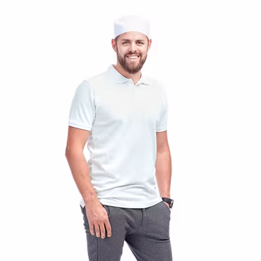 Vit pikétröja i bomull och polyester för herr | Magnum