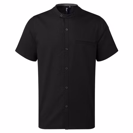 Kockskjorta med mandarinkrage och kort ärm | Premier