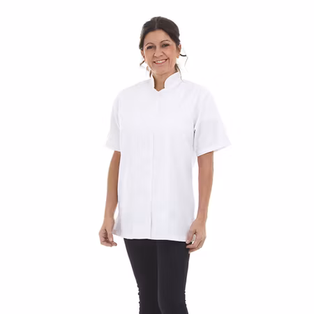 Stilren vit kockrock med kort ärm för dam | Magnum