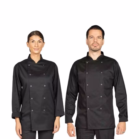 Kockrock med lång ärm och mandarinkrage för unisex | Dennys