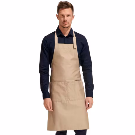 Långt haklappsförkläde och justerbart metallspänne | Sol’s