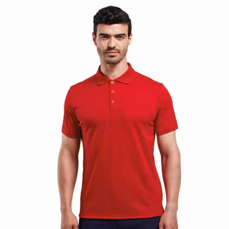 Pikétröja i funktionsmaterial med stickad krage | Premier