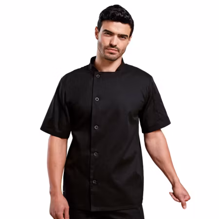 Kockrock med mandarinkrage och kort ärm | Premier