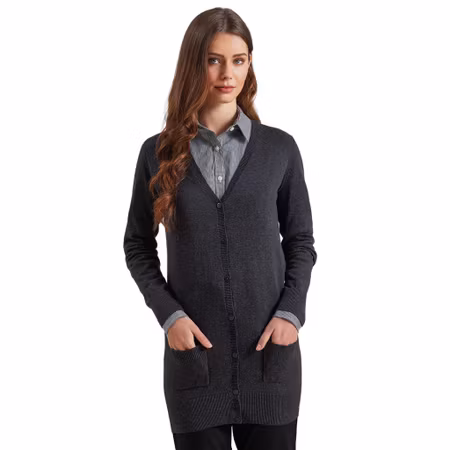 Stickad lång kofta med två fickor för dam | Premier