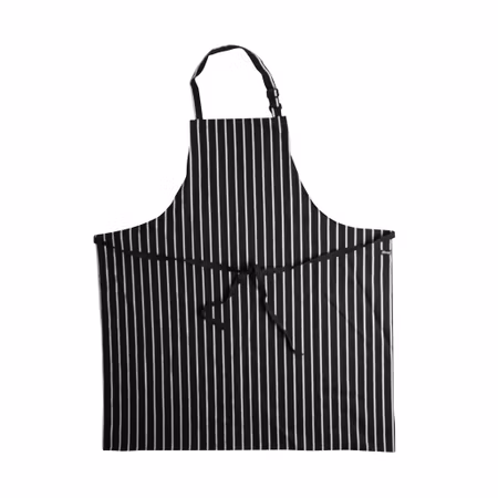 Randigt förkläde i bomull med justerbar halsrem | Dennys London